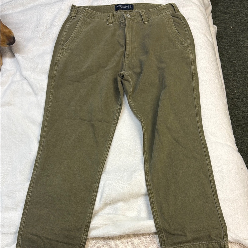 Abercrombie & Fitch Green Chinos with Straight Leg Design